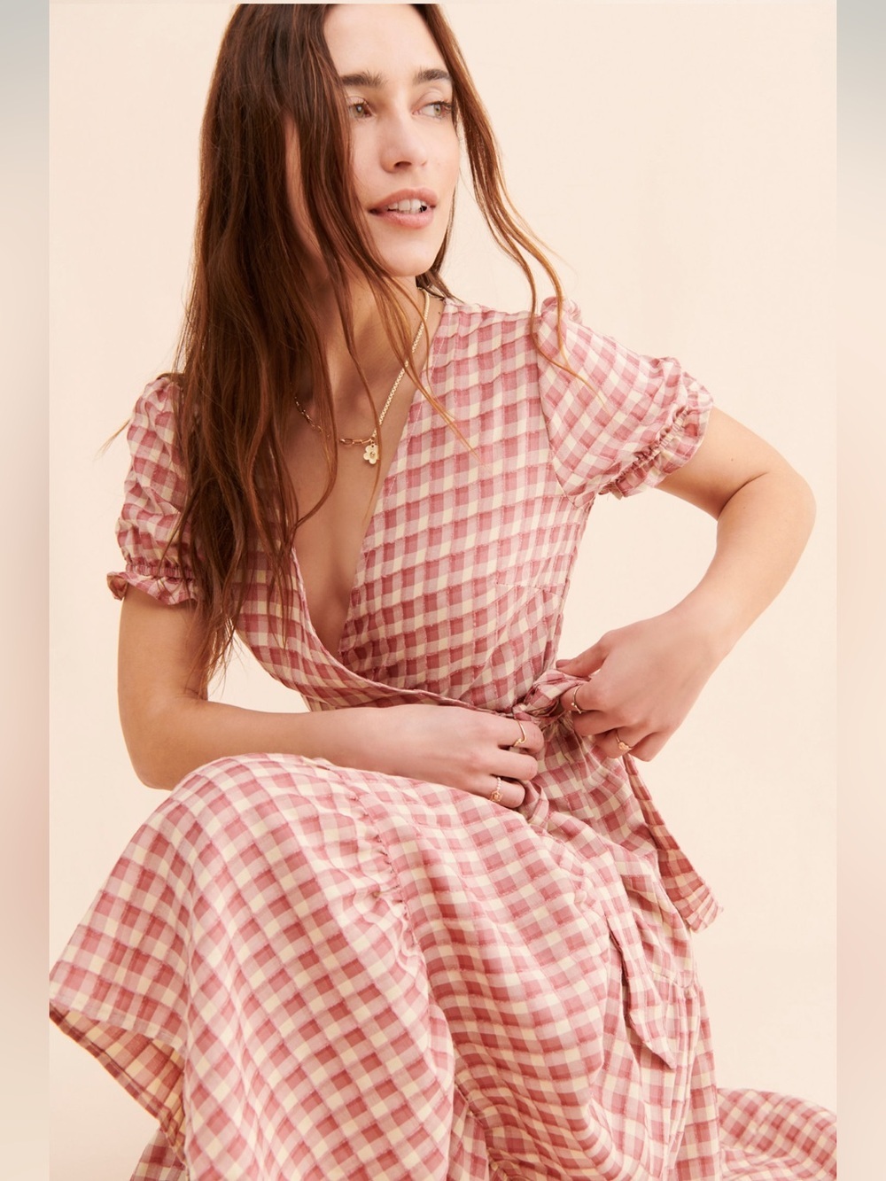 Lisa Says Gah Victoria Gingham Wrap Dress Large Cottagecore Seersucker Praire